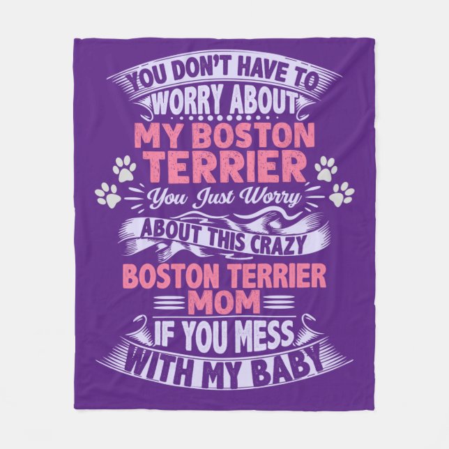 "Boston Terrier" filt. Fleecefilt (Framsidan)