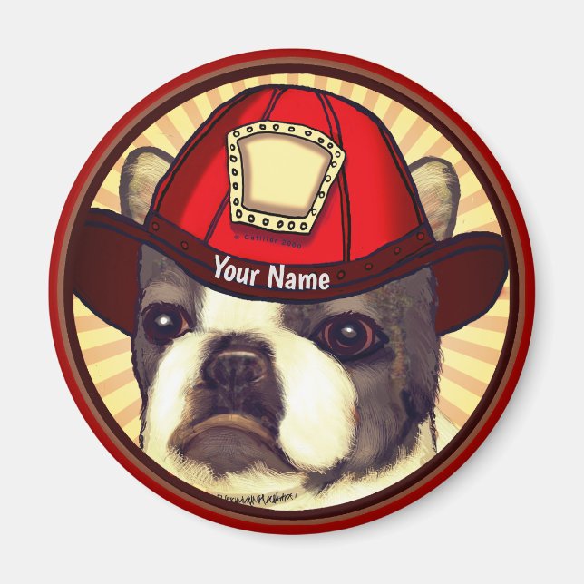 Boston Terrier Firefighter magnet (Framsidan)