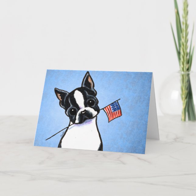 Boston Terrier Flagga 4:e juli-Anpassningsbarna Kort (Framsida)