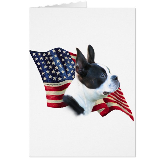 Boston Terrier Flagga Hälsningskort (Framsidan)