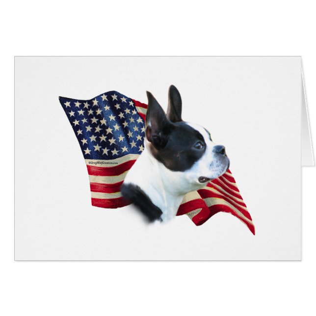 Boston Terrier Flagga Hälsningskort (Framsidan Horizontal)