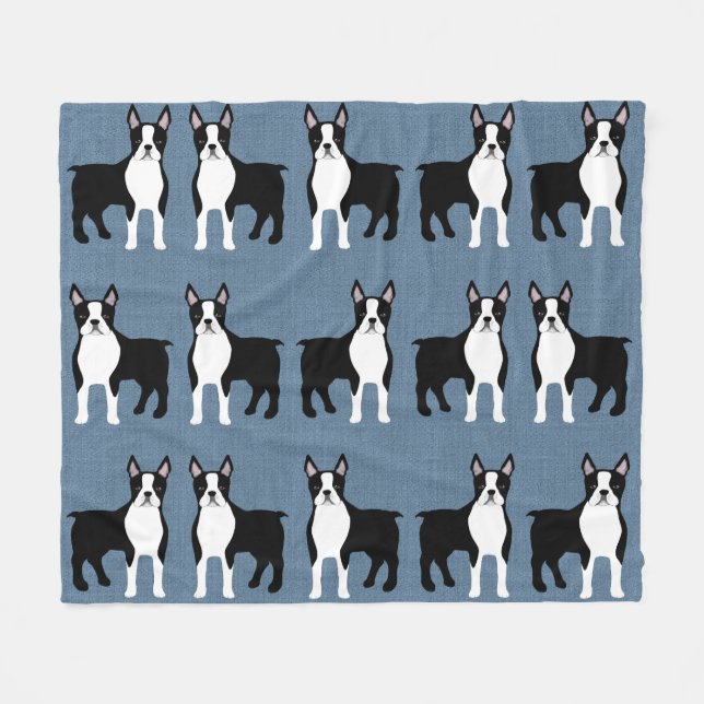 Boston Terrier Flebit Blanket Fleecefilt (Framsidan (Horisontell))