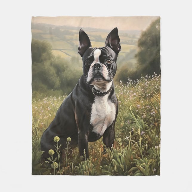 Boston Terrier Fleecefilt (Framsidan)
