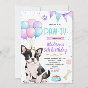Boston Terrier flicktema inbjudan