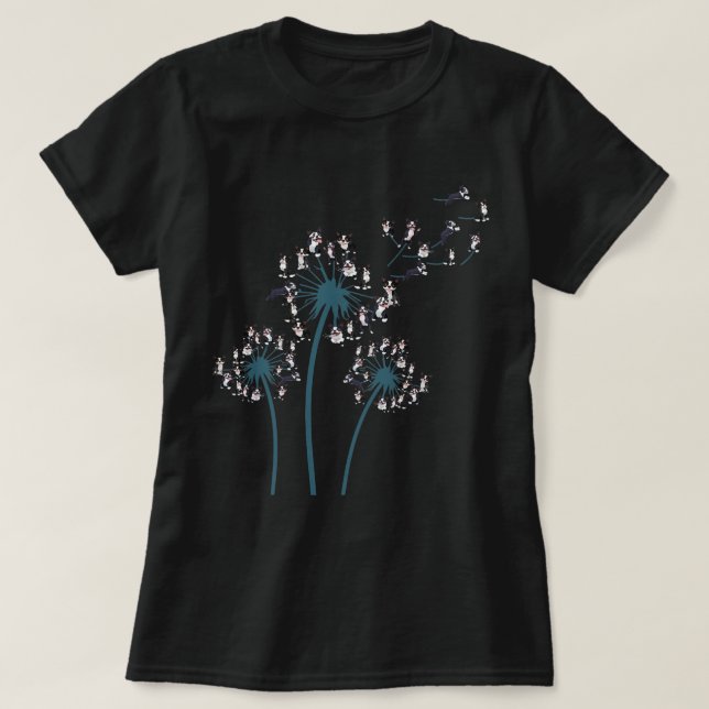 Boston Terrier Flower Fly Dandelion Rolig hund T Shirt (Design framsida)