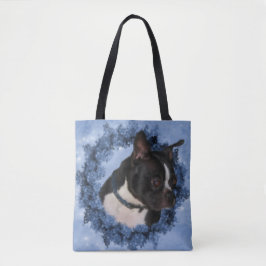 Boston Terrier Flowers Hund Art Photo Painting Tygkasse