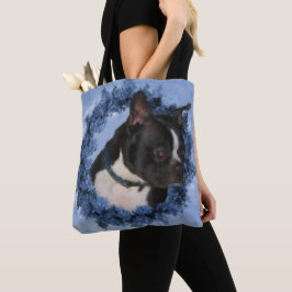 Boston Terrier Flowers Hund Art Photo Painting Tygkasse