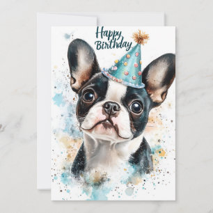 Boston Terrier Födelsedagsfest Inbjudningar