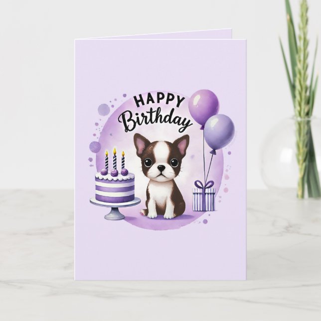 Boston Terrier Födelsedagskort Helgkort (Framsida)