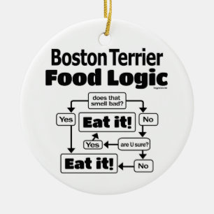 Boston Terrier Food Logic Julgransprydnad Keramik