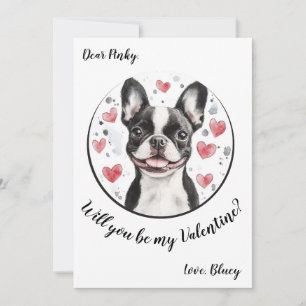 Boston Terrier för anpassade Valentines dagskort Julkort