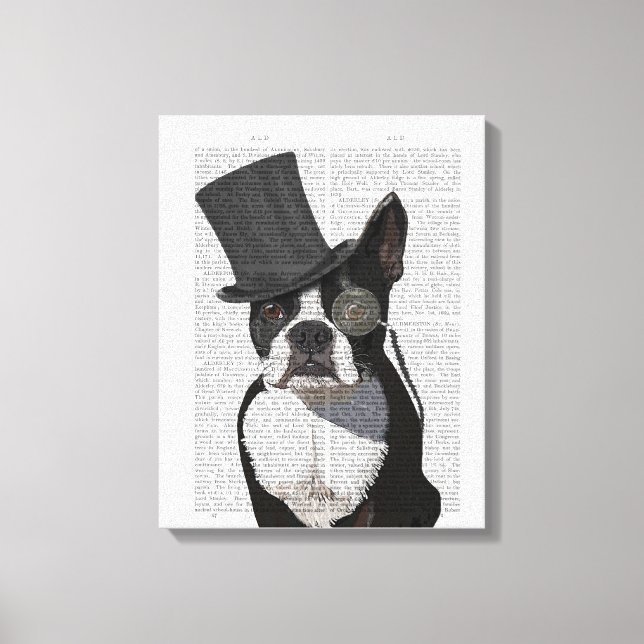 Boston Terrier, Formal Hound and Hat Canvastryck (Framsida)