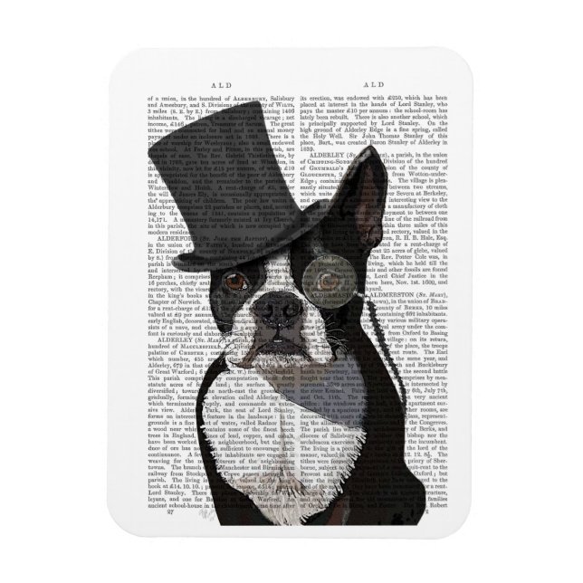 Boston Terrier, Formal Hound and Hat Magnet (Vertikal)