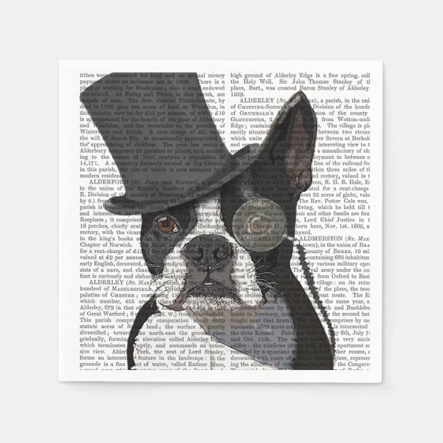 Boston Terrier, Formal Hound and Hat Pappersservett (Framsidan)
