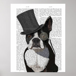 Boston Terrier, Formal Hound and Hat Poster
