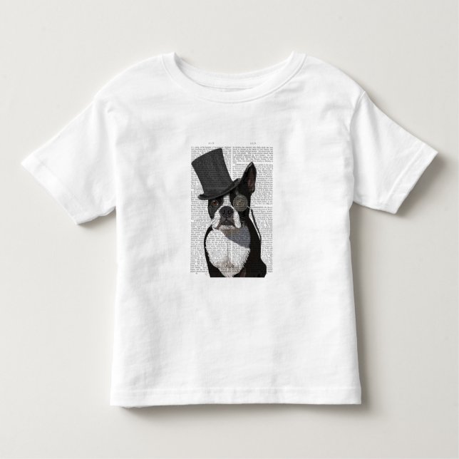 Boston Terrier, Formal Hound and Hat T Shirt (Framsida)