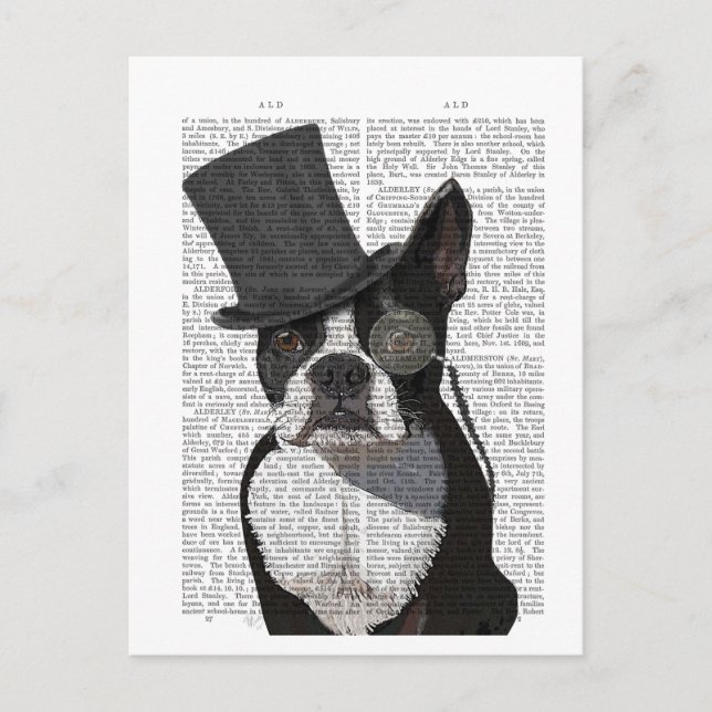 Boston Terrier, Formal Hound and Hat Vykort (Framsida)