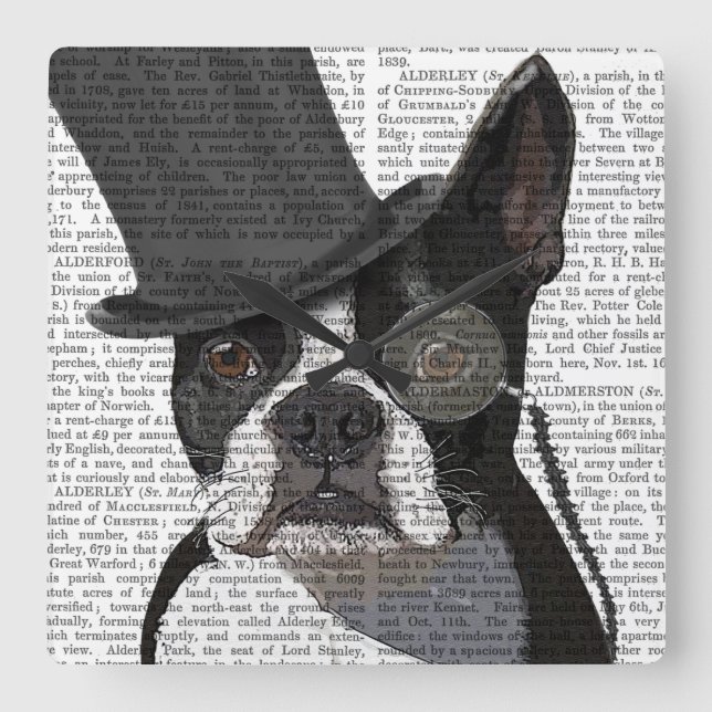 Boston Terrier, Formal Hound och Hat Fyrkantig Klocka (Framsida)
