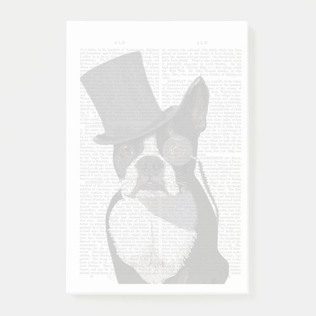 Boston Terrier, Formal Hound och Hat Post-it Block (Framsida)