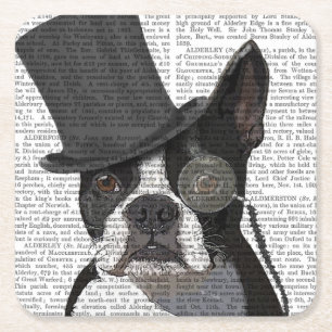 Boston Terrier, Formal Hound och Hat Underlägg Papper Kvadrat