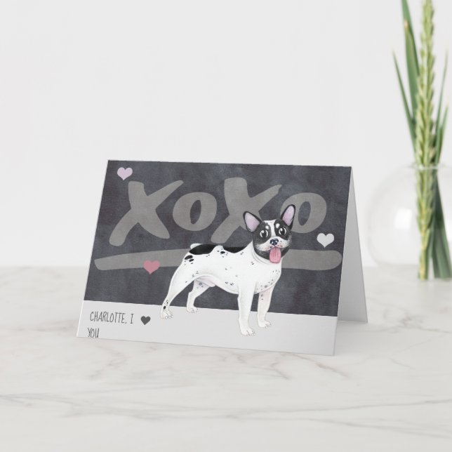 Boston Terrier - Fransk Bulldog Valentines day Helgkort (Framsida)