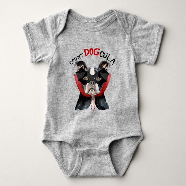 Boston Terrier Funny Halloween Vampire Hund T Shirt (Framsida)