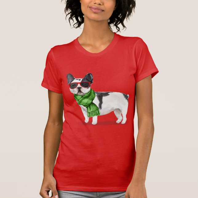 Boston Terrier Funny jul Fleas Navidog T-Shi T Shirt (Framsida)