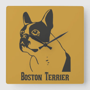 Boston Terrier Fyrkantig Klocka