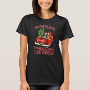 Boston Terrier Genom Snö Jul Lastbil Pl T Shirt