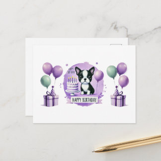 Boston Terrier Glad Födelsedag Postkort Vykort