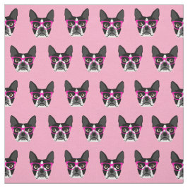 Boston Terrier Glasses - rosa Tyg
