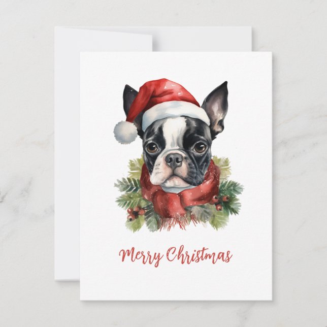 Boston Terrier God jul Card Inbjudningar (Framsida)