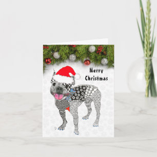 Boston Terrier God jul Greeting Card Helgkort