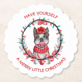 Boston Terrier God jul Underlägg Papper
