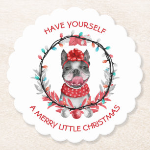 Boston Terrier God jul Underlägg Papper