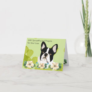 Boston Terrier, grön lövblommigt Kort