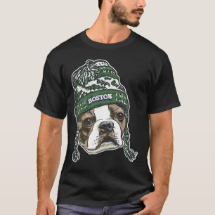 Boston Terrier Grönt Beanie T Shirt