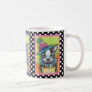BOSTON TERRIER HALLOWEEN CLOWN, KLASSIC HUND MUGG