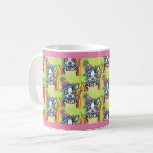 BOSTON TERRIER HALLOWEEN CLOWN, MUGG Rosa