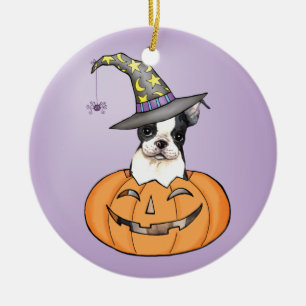 Boston Terrier Halloween Julgransprydnad Keramik