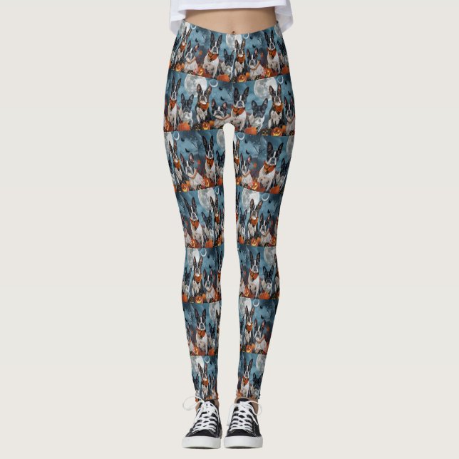 boston terrier Halloween Kuslig Leggings (Framsida)