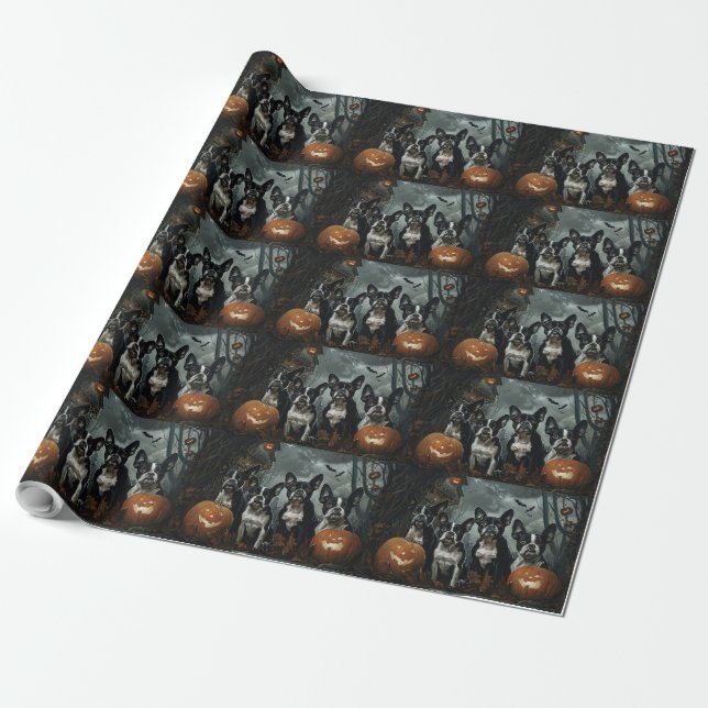 Boston Terrier Halloween Night Doggy Delight Presentpapper (Utrullad)