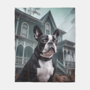 Boston Terrier Halloween Scary Fleecefilt