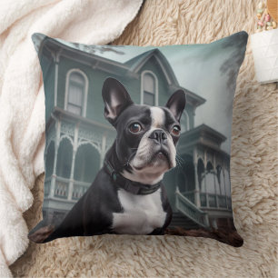Boston Terrier Halloween Skräck Kudde