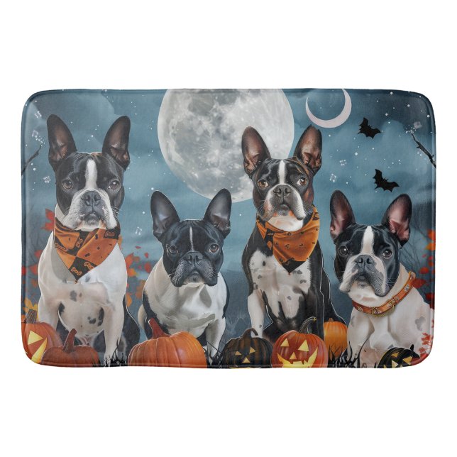 boston terrier Halloween Skräckinjagande Badrumsmatta (Framsidan)