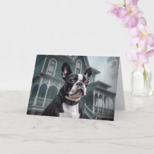 Boston Terrier Halloween Skräckinjagande Kort