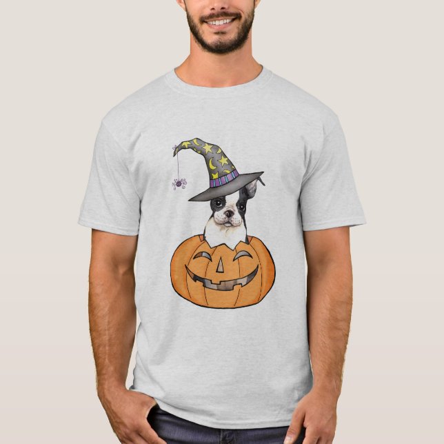 Boston Terrier Halloween T Shirt (Framsida)