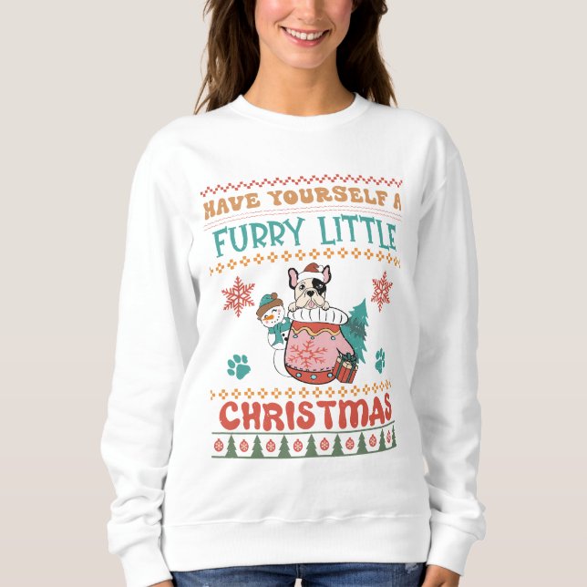 Boston Terrier Hårig Little jul T Shirt (Framsida)