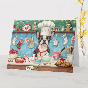 Boston Terrier Helgdag Baking: julafton Kort