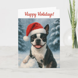 Boston Terrier Helgdag Card Kort